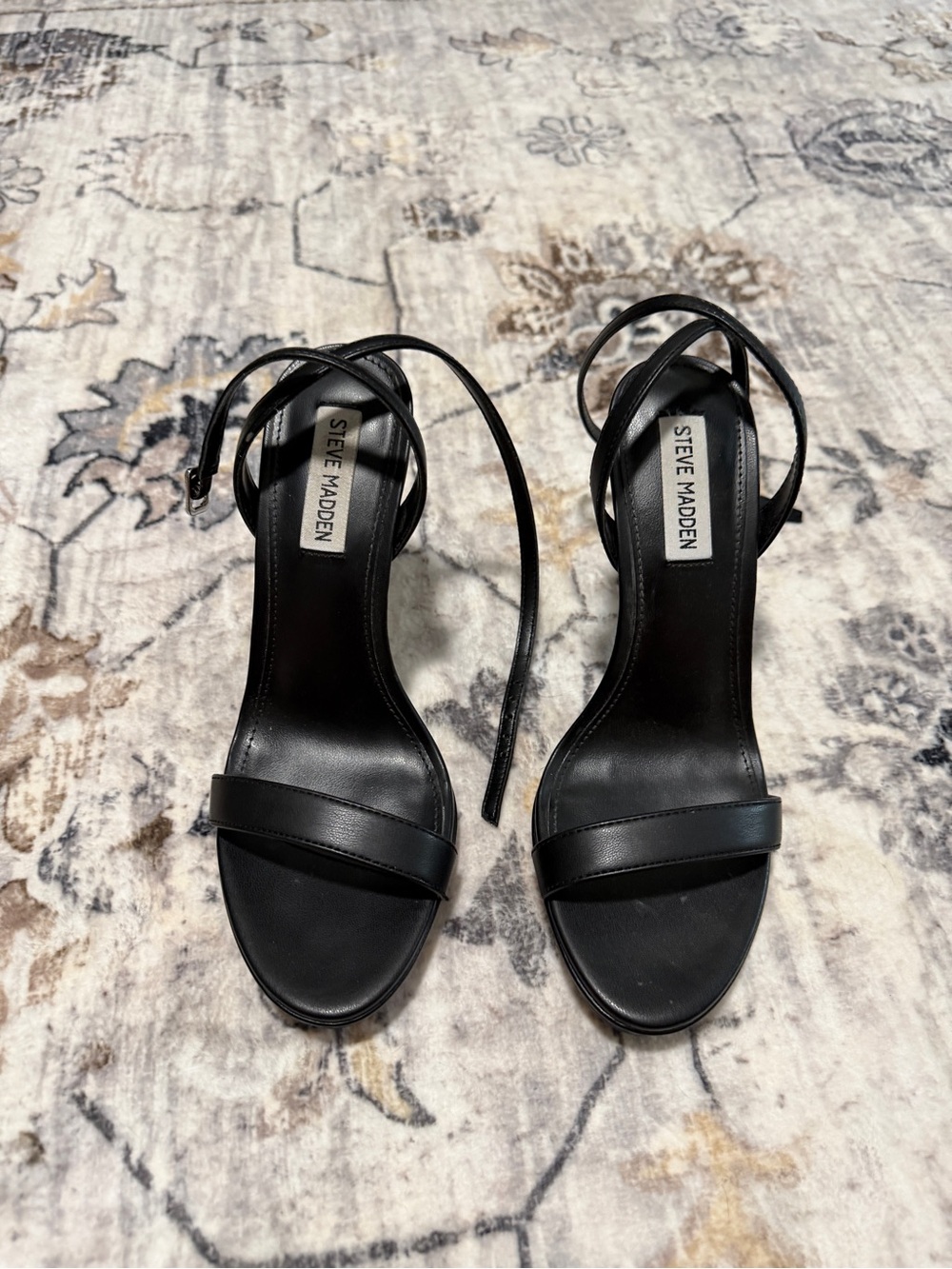 Steve Madden Black Stiletto Ankle-Strap Sandals